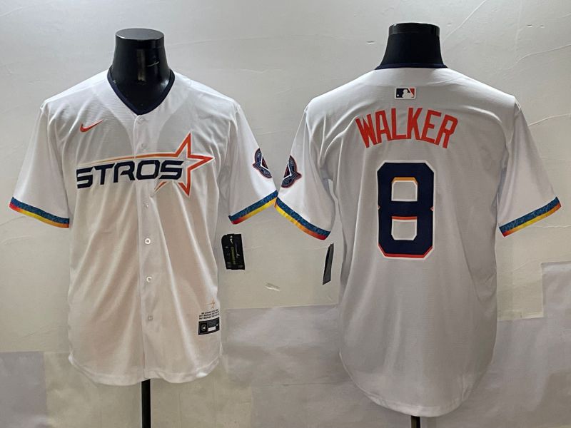 Men Houston Astros 8 Walker White Four generations Joint Name 2025 Nike MLB Jersey style 1